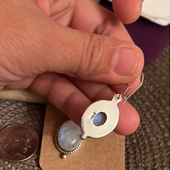 925 Sterling Silver With Moonstone Earrings - Picture 3 of 3
